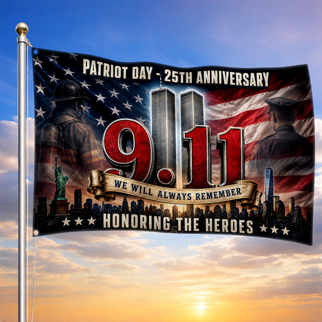 Patriot Day 25th Anniversary 9.11 Honoring The Heroes Grommet Flag