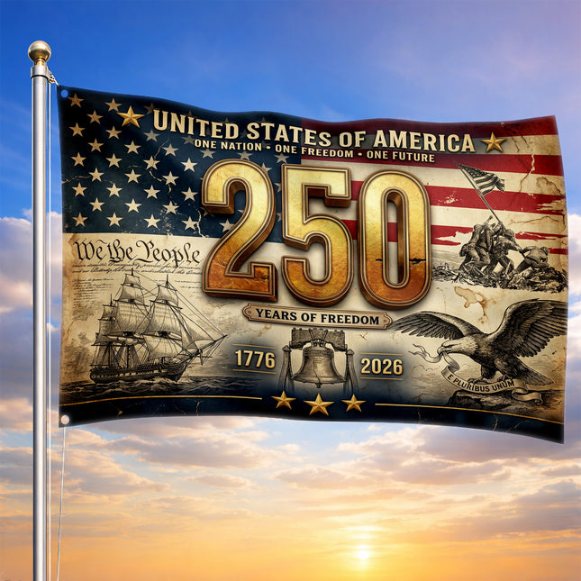 United States of America 250 Years of Freedom Iwo Jima Tall Ship House Flag