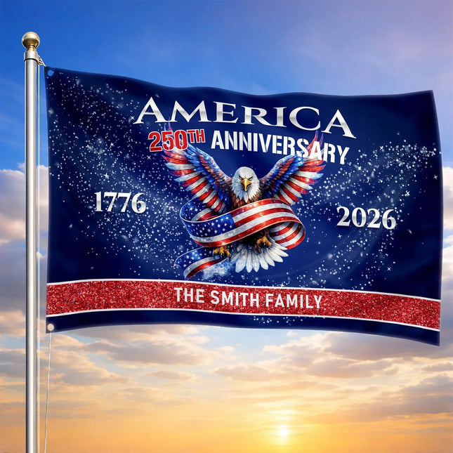 Personalized America 250th Anniversary Eagle House Flag