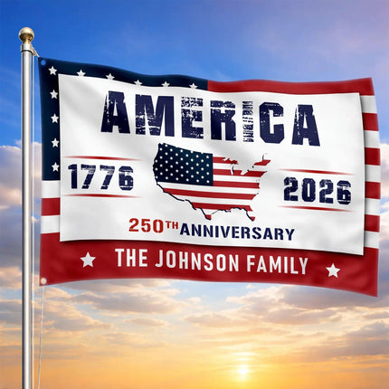 Personalized America 250th Anniversary USA Map House Flag HOF20 - Charming Present