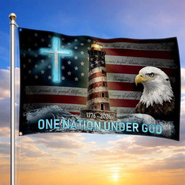 One Nation Under God Christian Patriot House Flag America 250 HOF8 - Charming Present
