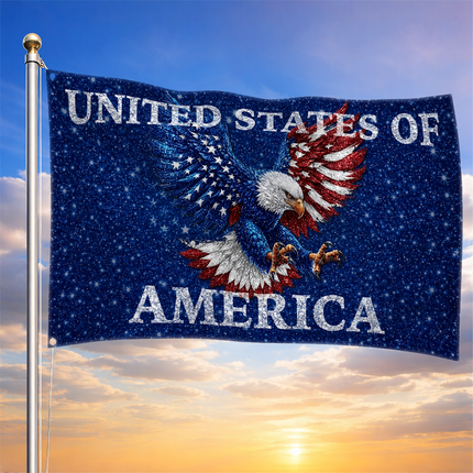 Patriotic Shimmer Starry Eagle American House Flag