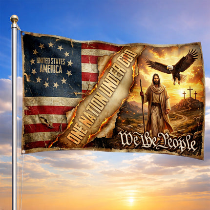 SP-01 One Nation Under God Christian Patriotic Grommet Flag