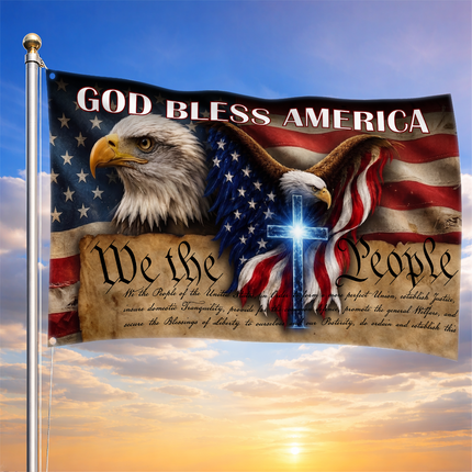 SP-01 We the People Faith and Liberty American Grommet Flag