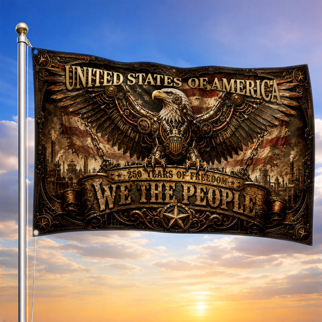 United States of America 250 Years of Freedom Steampunk Steampunk Eagle Flag