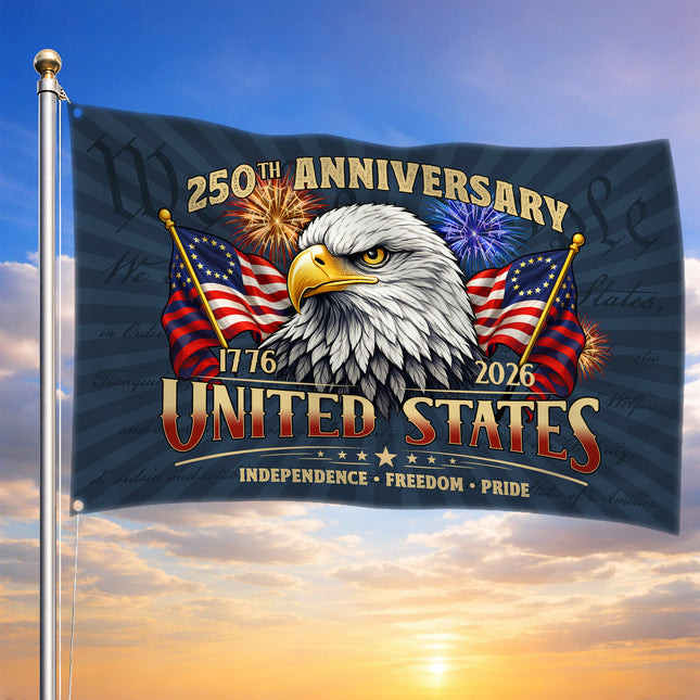 United States 250th Anniversary Eagle Fireworks America 250 House Flag