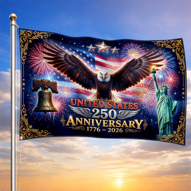 United States 250th Anniversary Liberty Eagle Fireworks House Flag
