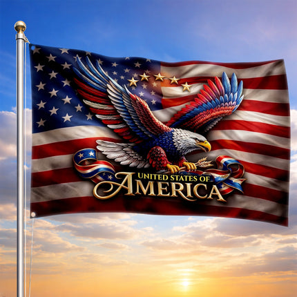 SP-01 God and Country Flag Christian Patriotism Bald Eagle Memorial Day