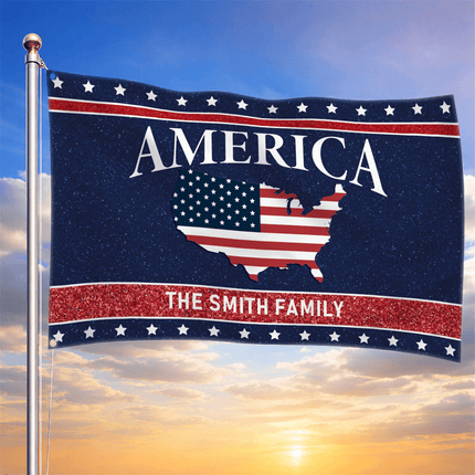 Personalized America USA Map Patriotic American House Flag