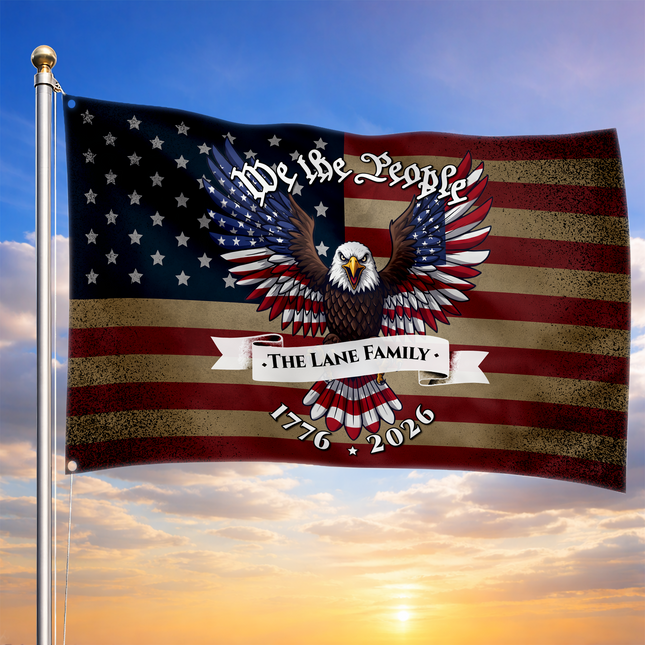 Personalized We The People Patriotic Eagle Flag