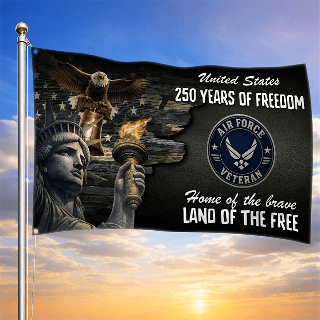 US Air Force Veteran Liberty Eagle 250 Years of Freedom House Flag