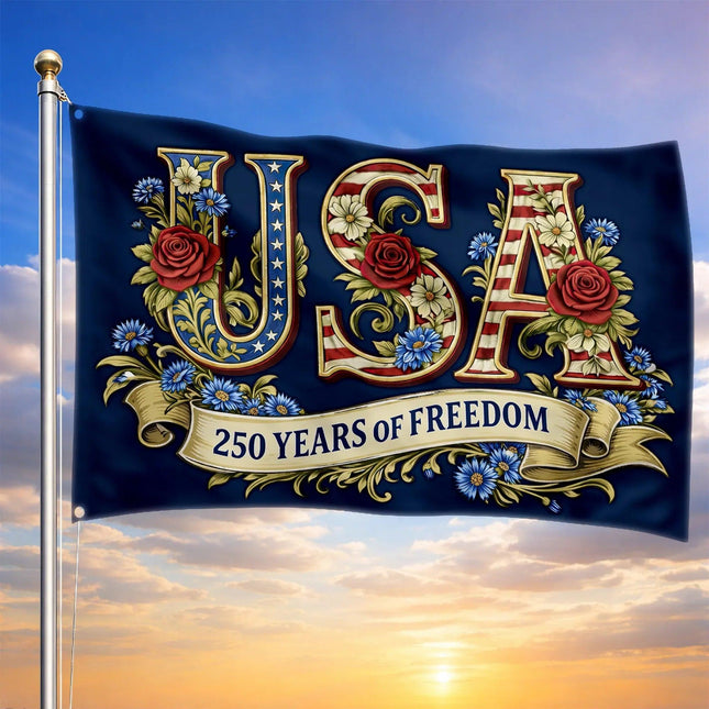 USA Floral 250 Years of Freedom America 250 House Flag