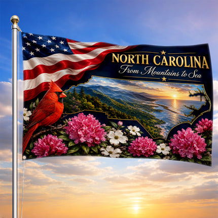 North Carolina Grommet Flag Mountains to Sea Cardinal Floral