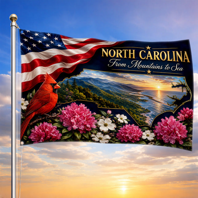 North Carolina Grommet Flag Mountains to Sea Cardinal Floral