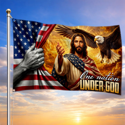 SP-01 One Nation Under God Christian Heritage Patriotic Flag