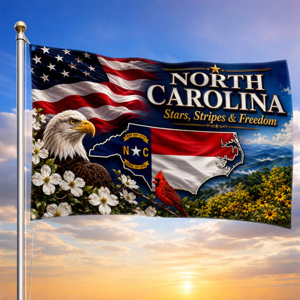 North Carolina Grommet Flag Stars Stripes Freedom Eagle Cardinal