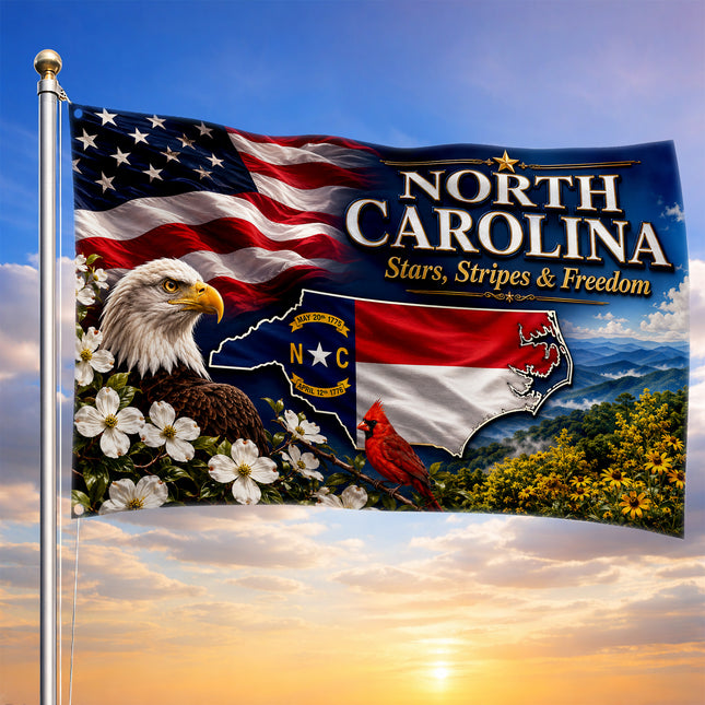 North Carolina Grommet Flag Stars Stripes Freedom Eagle Cardinal