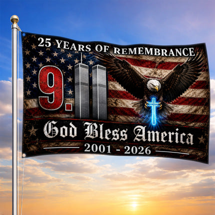 SP-01 God Bless America 9/11 Memorial Flag 2001–2026 Anniversary Tribute