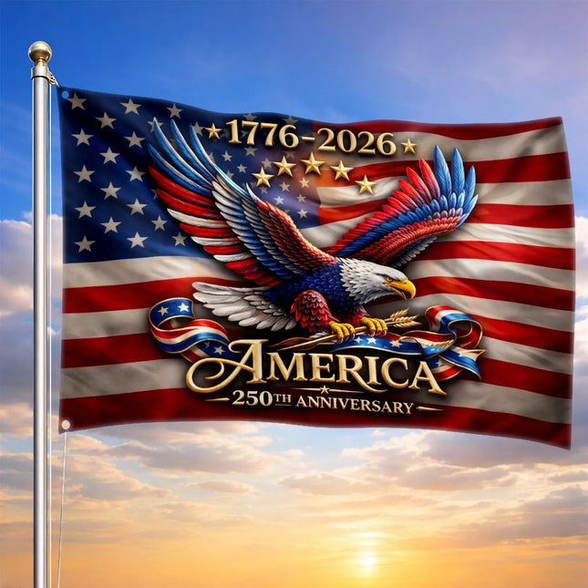 America 250th Anniversary Patriotic Eagle Wings House Flag