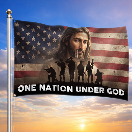 SP-01 One Nation Under God Flag Biblical Faith Church Decoration