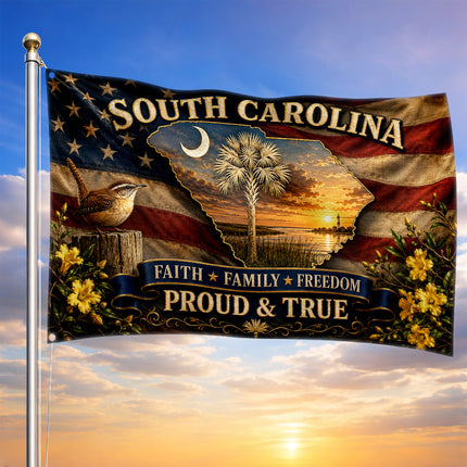 South Carolina Grommet Flag Faith Family Freedom Palmetto
