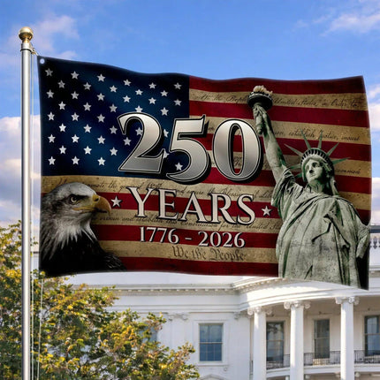 America 250 Years Anniversary Patriotic Eagle Flag HOF3 - Charming Present