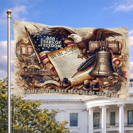 US Veteran Liberty Bell Constitution America 250 House Flag