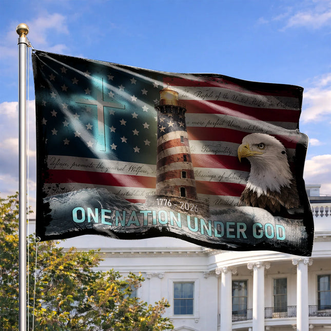 One Nation Under God Christian Patriot House Flag America 250 HOF8 - Charming Present