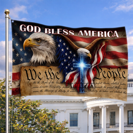 SP-01 We the People Faith and Liberty American Grommet Flag