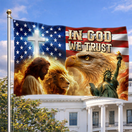 SP-01 In God We Trust Patriotic Christian Flag Fourth of July