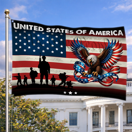 SP-01 American Pride Flag Eagle Soldier Tribute Military Reunion