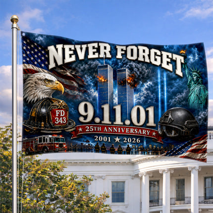 SP-01 Never Forget 9/11 First Responder Tribute Flag 25th Anniversary