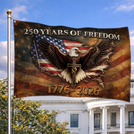 250 Years of Freedom Eagle Cross Faith America 250 House Flag