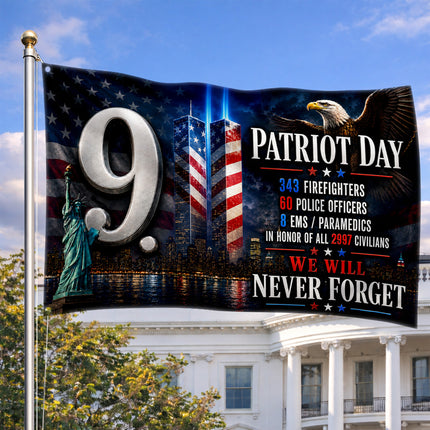 Patriot Day 25th Anniversary 9.11 Heroes Never Forget Grommet Flag
