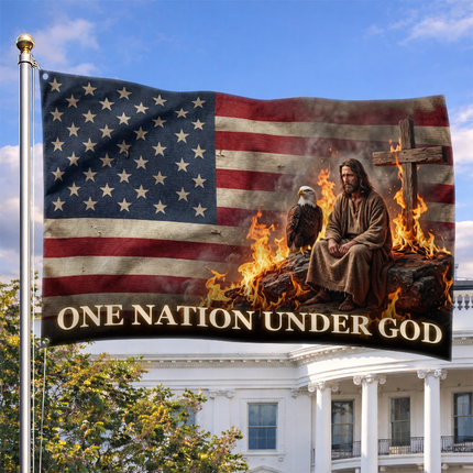 SP-01 Jesus Christ One Nation Under God Christian American Flag