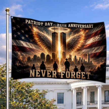 25th Anniversary Patriot Day Angel Wings Twin Towers First Responder Grommet Flag