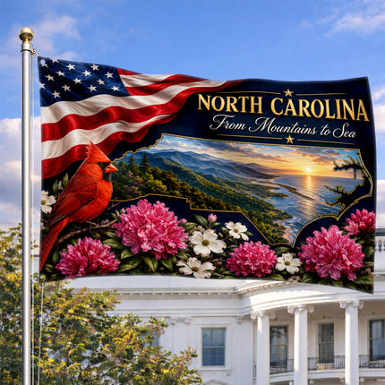 North Carolina Grommet Flag Mountains to Sea Cardinal Floral