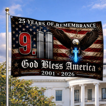 SP-01 God Bless America 9/11 Memorial Flag 2001–2026 Anniversary Tribute