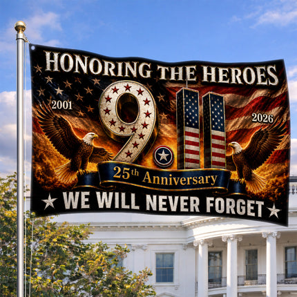 Patriot Day 25th Anniversary Double Eagle Honoring Heroes Grommet Flag