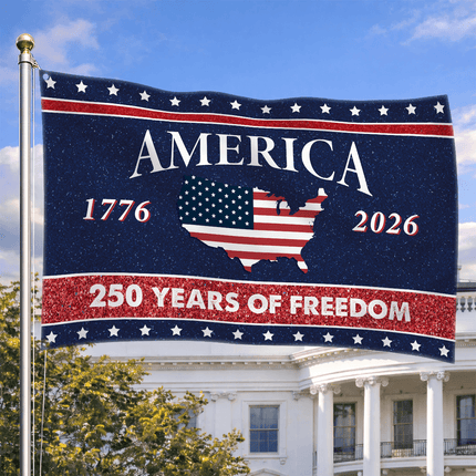 America 250 USA Map Silhouette 250 Years of Freedom House Flag