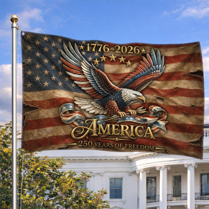 Vintage Eagle America 250 Years of Freedom House Flag
