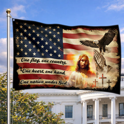 SP-01 One Nation Under God Christian Faith Grommet Flag