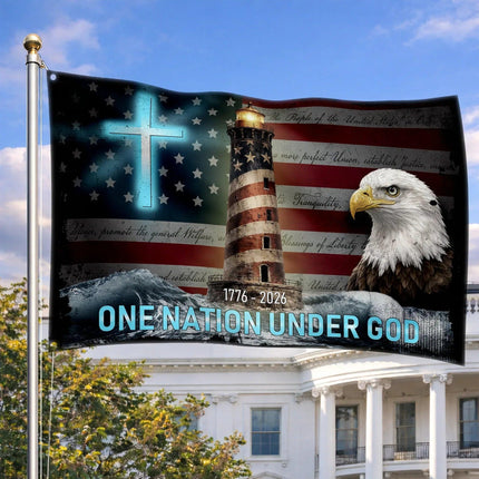 One Nation Under God Christian Patriot House Flag America 250 HOF8 - Charming Present