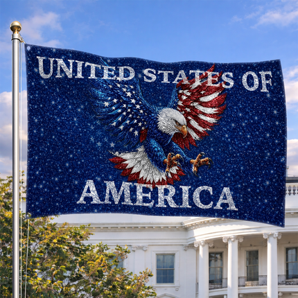 Patriotic Shimmer Starry Eagle American House Flag