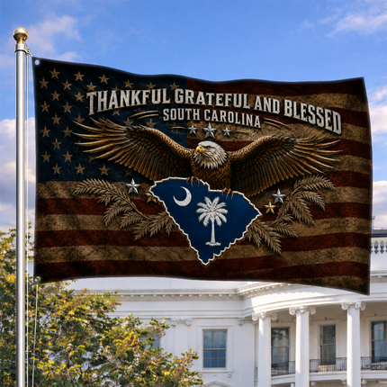 South Carolina Grommet Flag Thankful Grateful Blessed Eagle Palmetto