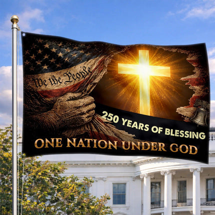One Nation Under God Christian House Flag America 250 HOF15 - Charming Present
