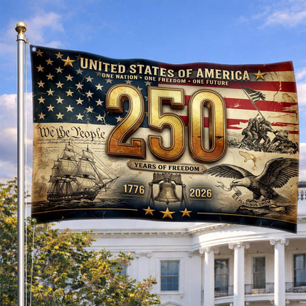 United States of America 250 Years of Freedom Iwo Jima Tall Ship House Flag