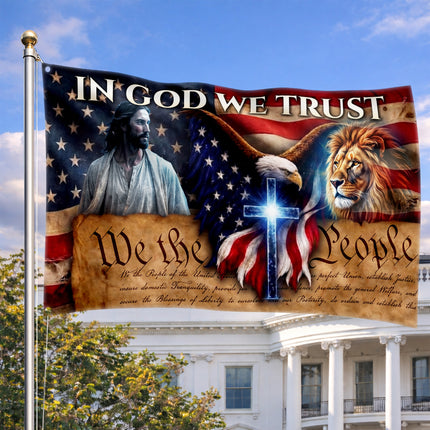 SP-01 In God We Trust We The People Christian Freedom Flag