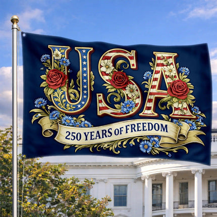 USA Floral 250 Years of Freedom America 250 House Flag