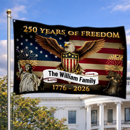 Personalized 250 Years of Freedom Patriotic House Flag
